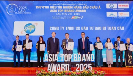 Công ty TNHH sản xuất đầu tư Bao Bì Toàn Cầu vinh dự đạt Top 10 Thương hiệu Tín nhiệm Hàng đầu Châu Á 2025