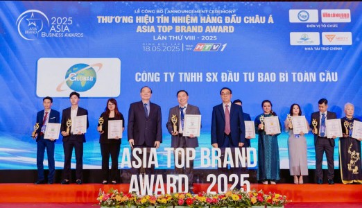Công ty TNHH sản xuất đầu tư Bao Bì Toàn Cầu vinh dự đạt Top 10 Thương hiệu Tín nhiệm Hàng đầu Châu Á 2025