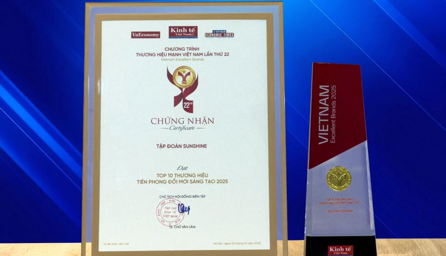 Sunshine Group được vinh danh Top 10 Thương hiệu Tiên phong Đổi mới sáng tạo 2025