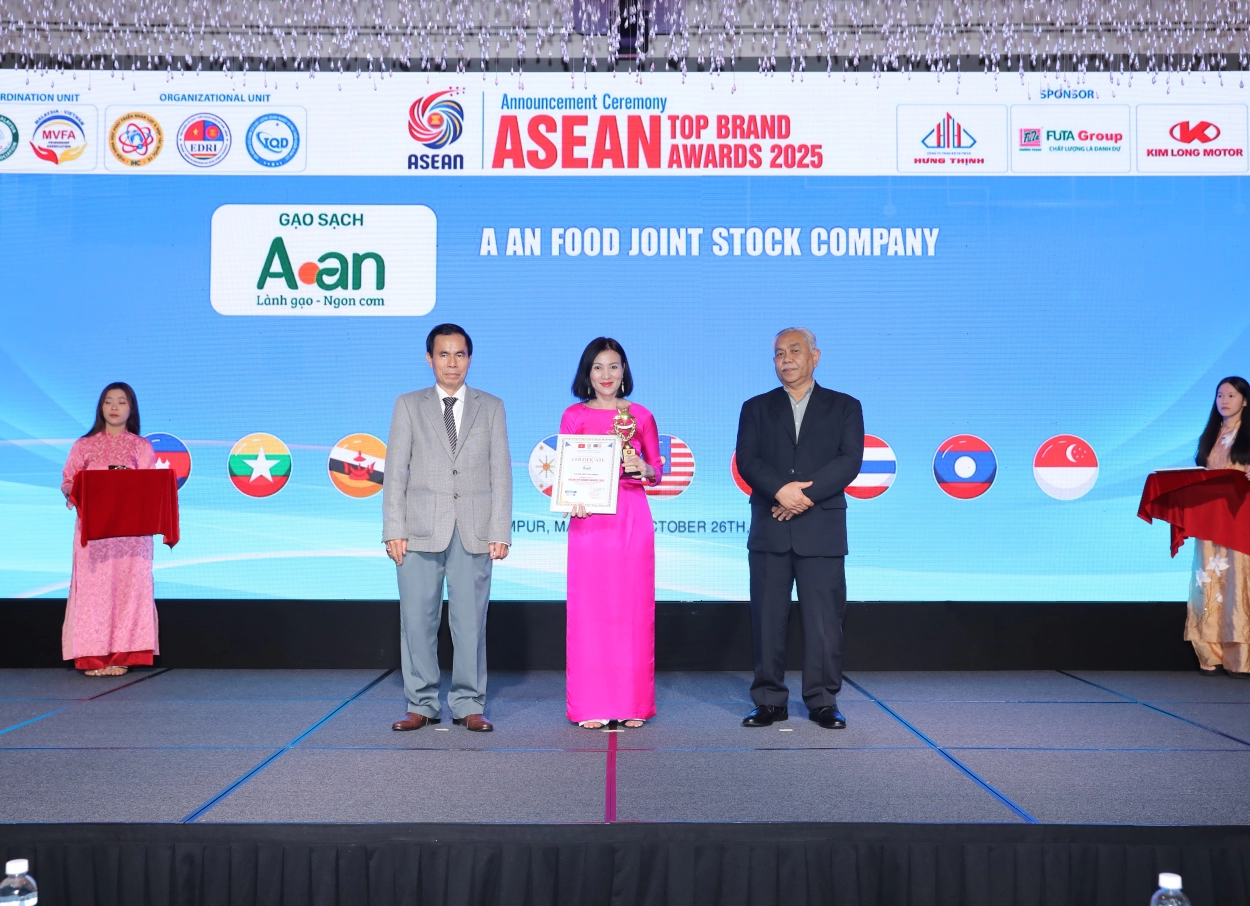 Gạo sạch AAN xuất sắc đạt Top 10 Thương Hiệu Uy Tín Hàng Đầu Asean 2025