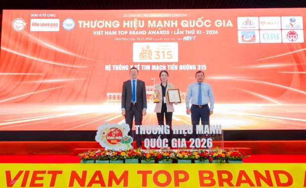 Tim Mạch - Tiểu Đường 315 vinh danh "Top 1 Thương hiệu Mạnh quốc gia 2026", khẳng định vị thế y tế chất lượng cao