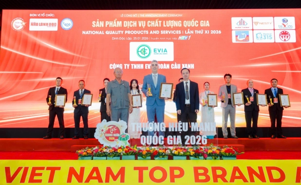 EVIA Hoàn Cầu Xanh Khẳng Định Vị Thế Tiên Phong Với Liên Tiếp Các Giải Thưởng Tại Thương Hiệu Mạnh Quốc Gia 2026