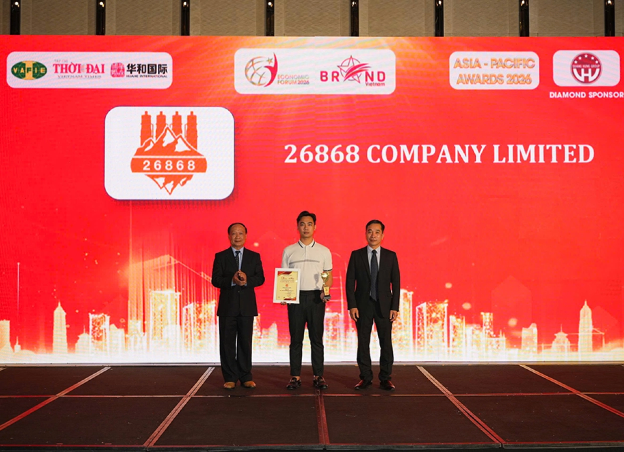 Công ty TNHH 26868 – Vinh dự nhận giải thưởng “Top 10 Doanh nghiệp tiêu biểu Châu Á – Thái Bình Dương 2026”