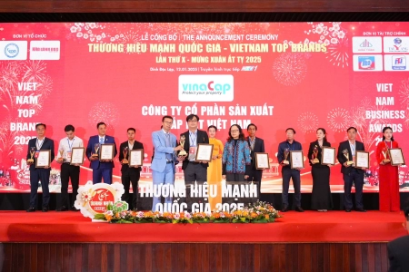 Công ty cổ phần sản xuất nắp nút Việt Nam tự hào được vinh danh Top 12 Thương Hiệu Mạnh Quốc Gia 2025
