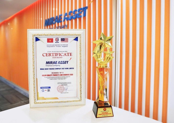 MIRAE ASSET FINANCE COMPANY (VIETNAM) VINH DỰ NHẬN GIẢI THƯỞNG TOP 10 SẢN PHẨM – DỊCH VỤ CHẤT LƯỢNG ASEAN 2025