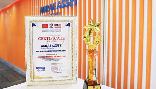 Mirae Asset Finance Company (Vietnam) vinh dự nhận giải thưởng Top 10 Sản Phẩm – Dịch Vụ Chất Lượng Asean 2025
