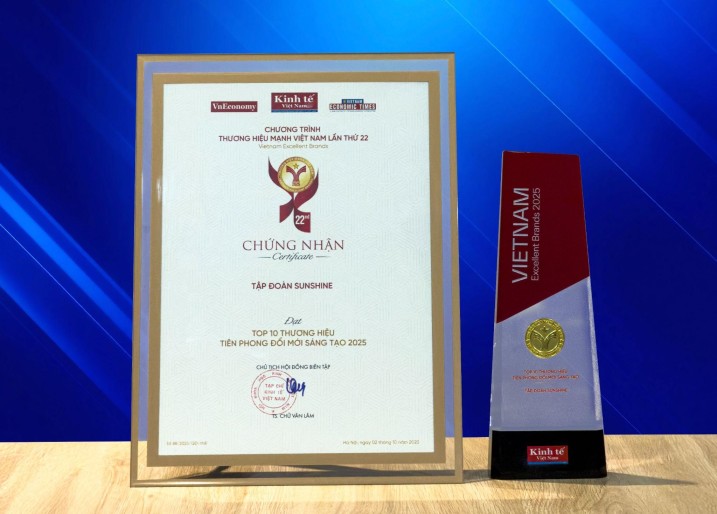 Sunshine Group được vinh danh Top 10 Thương hiệu Tiên phong Đổi mới sáng tạo 2025