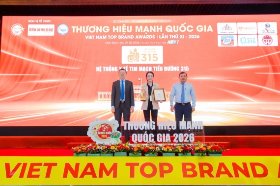 Tim Mạch - Tiểu Đường 315 vinh danh "Top 1 Thương hiệu Mạnh quốc gia 2026", khẳng định vị thế y tế chất lượng cao