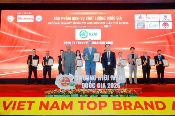 EVIA Hoàn Cầu Xanh Khẳng Định Vị Thế Tiên Phong Với Liên Tiếp Các Giải Thưởng Tại Thương Hiệu Mạnh Quốc Gia 2026
