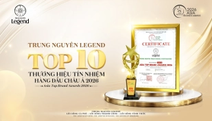 Khoảnh Khắc Trung Nguyên Legend Và Trung Nguyên E-Coffee Cùng Được Vinh Danh “Top 10 Thương Hiệu Tín Nhiệm Hàng Đầu Châu Á 2026”