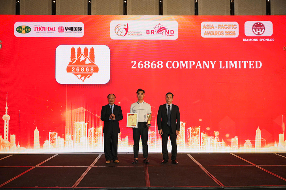 Công ty TNHH 26868 – Vinh dự nhận giải thưởng “Top 10 Doanh nghiệp tiêu biểu Châu Á – Thái Bình Dương 2026”